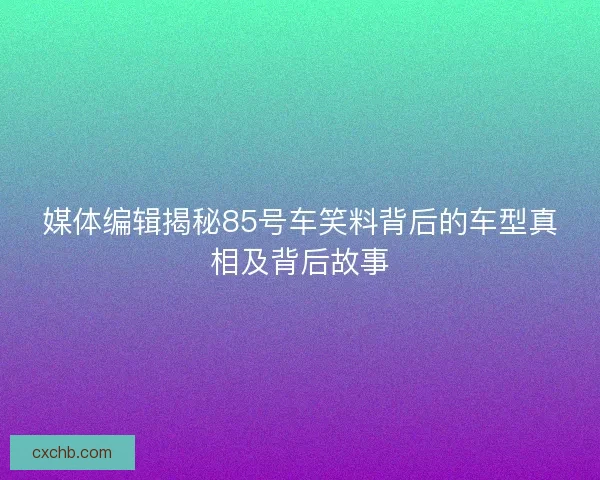 媒体编辑揭秘85号车笑料背后的车型真相及背后故事