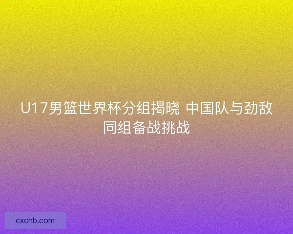 U17男篮世界杯分组揭晓 中国队与劲敌同组备战挑战