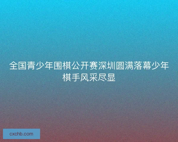全国青少年围棋公开赛深圳圆满落幕少年棋手风采尽显